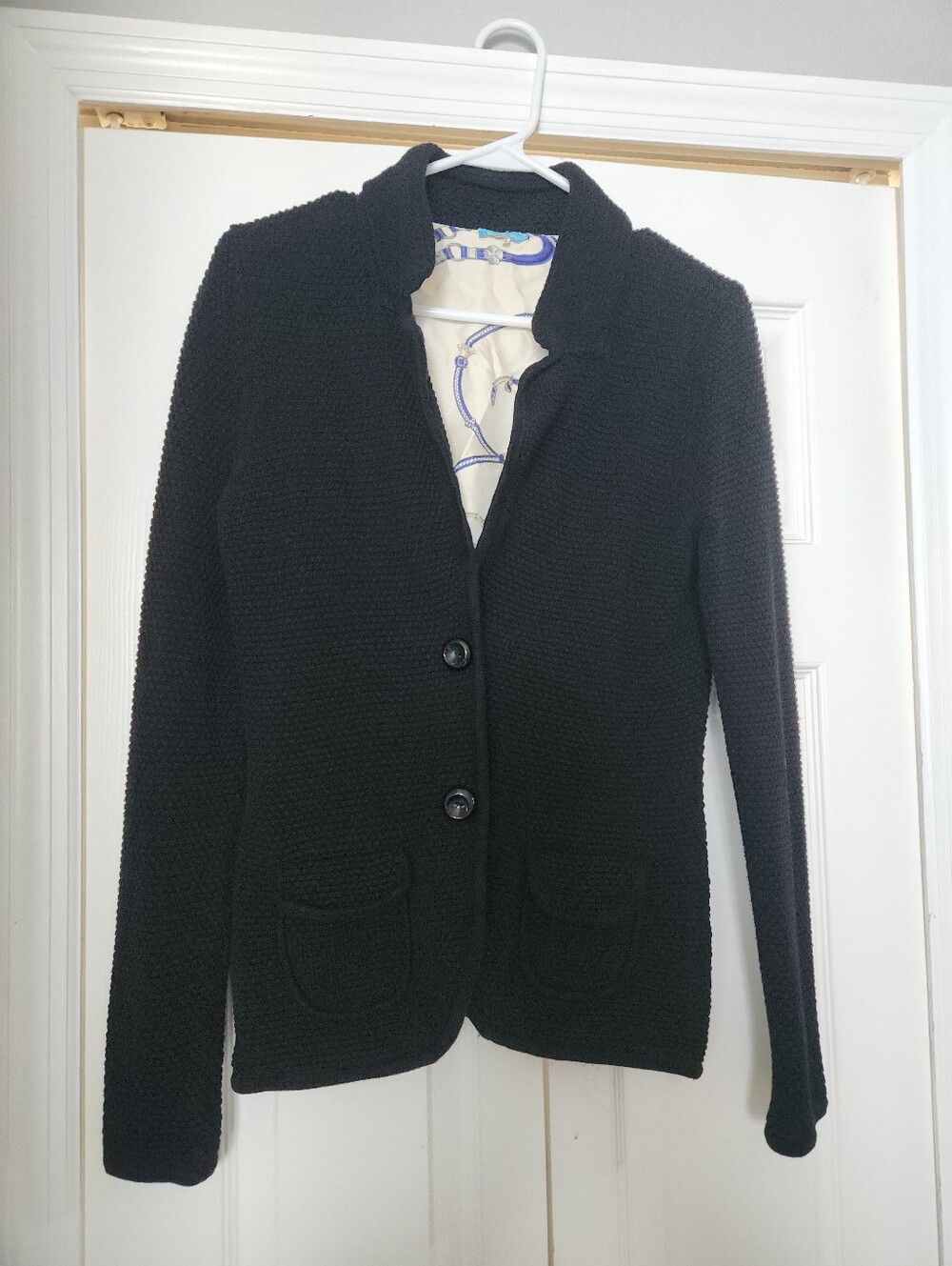 J. McLaughlin Black Textured Knit Blazer Size S
